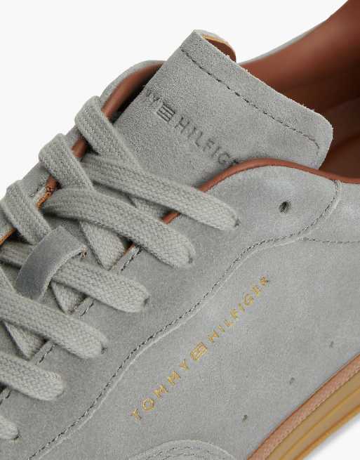 Tommy Hilfiger New york label luxe suede trainers in grey, 6 of 7