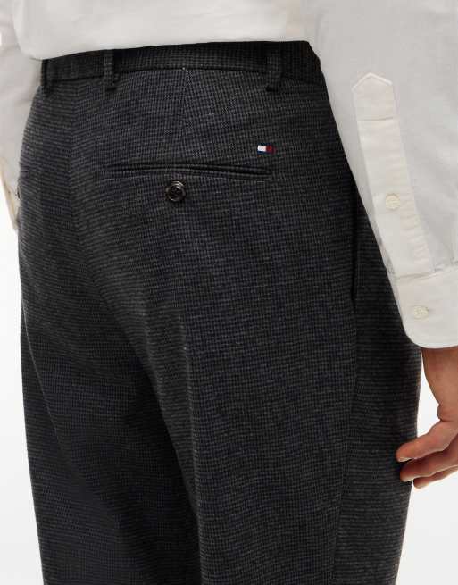 Tommy Hilfiger New york label pattern tapered trousers in dark grey heather, 3 of 6