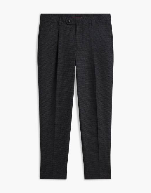 Tommy Hilfiger New york label pattern tapered trousers in dark grey heather, 5 of 6