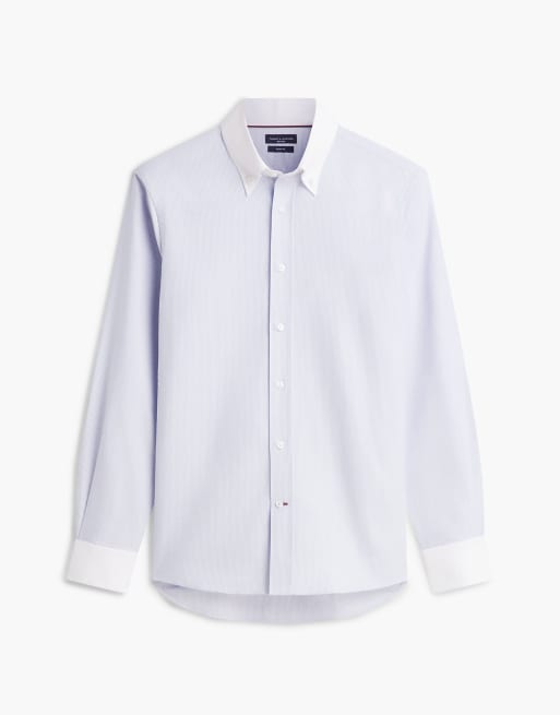 Tommy Hilfiger New york label regular contrast collar shirt in blue spell / white, 5 of 6