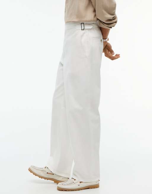 Tommy Hilfiger New york label relaxed twill trousers in white, 4 of 7