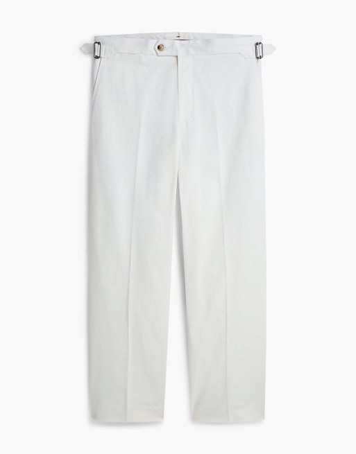 Tommy Hilfiger New york label relaxed twill trousers in white, 6 of 7