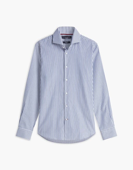 Tommy Hilfiger New york label Slim Fit Hemd mit Flex-Kragen in Marineblau / Weiß, 5 von 6