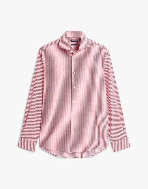 Tommy Hilfiger New york label Slim-Fit-Hemd mit Flex-Kragen in Mittelrot/Weiß, 5 von 6