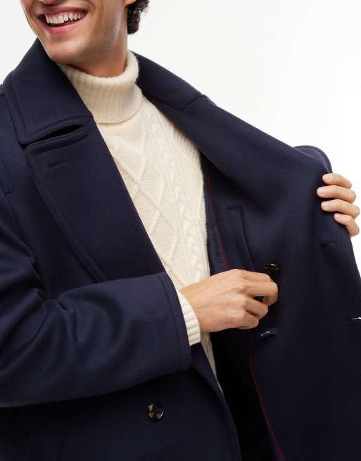 Tommy Hilfiger New york label Wollmix-Peacoat in Dunkelblau, 5 von 7