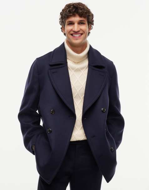 Tommy Hilfiger New york label wool blend relaxed peacoat in dark blue - view 1