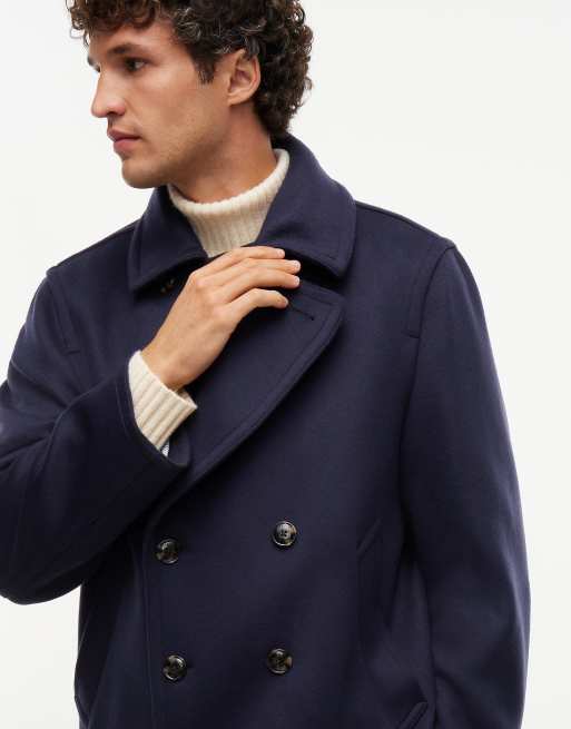 Tommy Hilfiger New york label wool blend relaxed peacoat in dark blue, 4 of 7