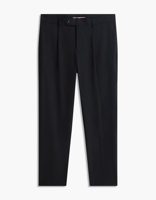 Tommy Hilfiger New york label wool blend tapered trousers in dark grey heather, 6 of 7