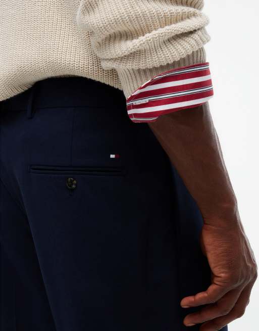 Tommy Hilfiger New york label wool blend tapered trousers in navy blue, 3 of 6
