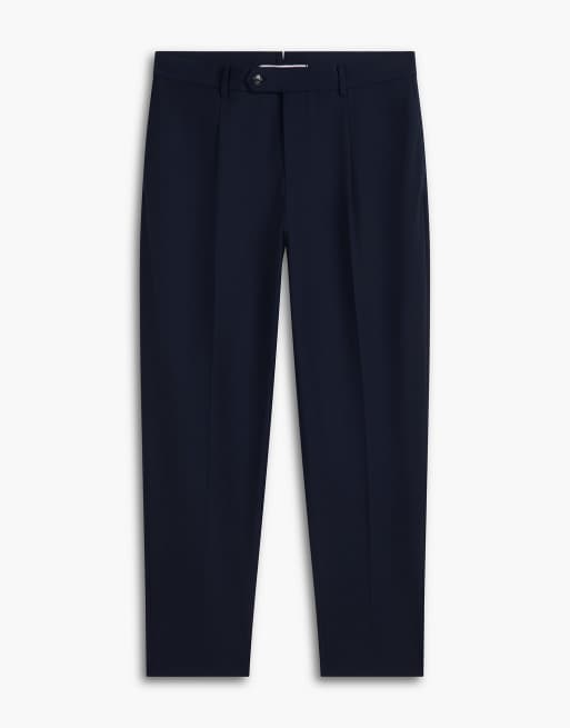 Tommy Hilfiger New york label wool blend tapered trousers in navy blue, 5 of 6