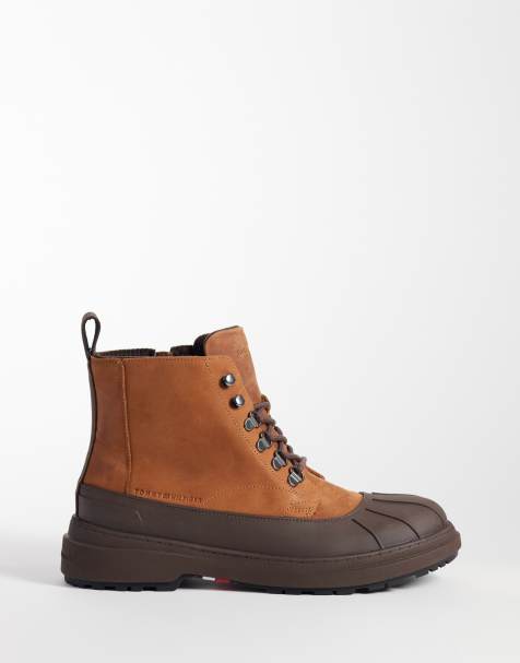 Tommy Hilfiger Norwood premium läderboots för utomhusbruk med detaljer i gummi, tan - view 1