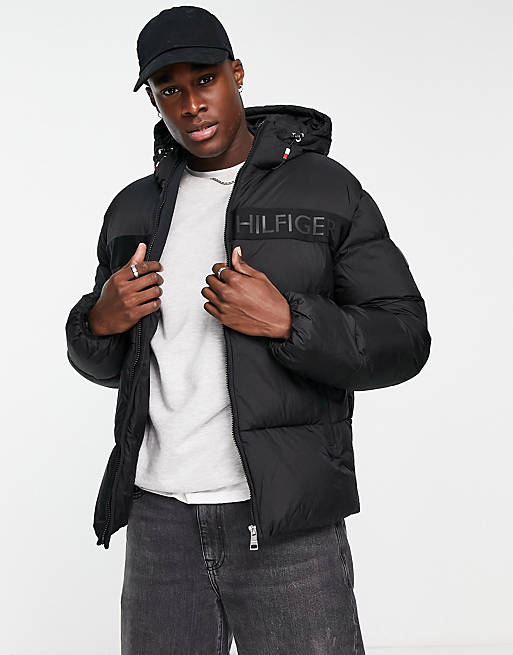 Disciplinary pit Gasping Tommy Hilfiger NY high loft hooded puffer jacket in black | ASOS