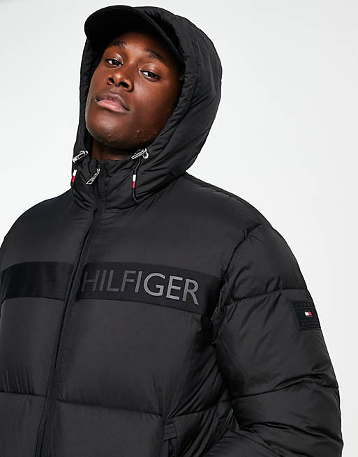 Tommy Hilfiger NY High Loft Hooded Puffer Jacket In Black ...