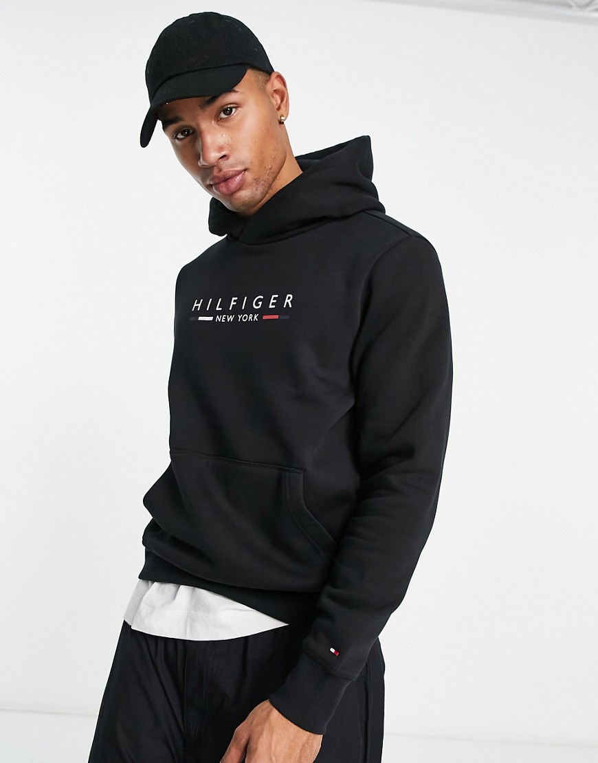 Tommy Hilfiger NY logo hoodie in black