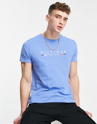 Tommy Hilfiger NY logo t-shirt in blue - ASOS Price Checker
