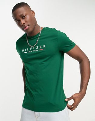 Tommy Hilfiger NY logo t-shirt in green - ASOS Price Checker
