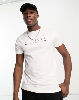 Tommy Hilfiger NY logo t-shirt in white - ASOS Price Checker