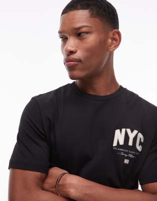 Tommy Hilfiger NYC script t-shirt in black - view 1
