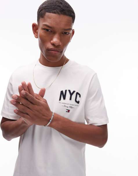 Tommy Hilfiger nyc script t-shirt in off white - view 1