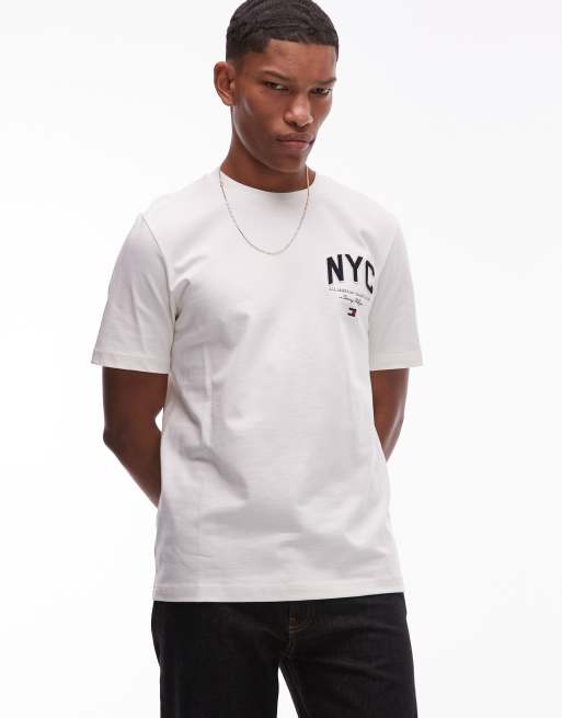Tommy Hilfiger nyc script t-shirt in off white, 3 of 4