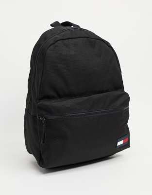 Tommy Hilfiger nylon backpack with flag logo in black