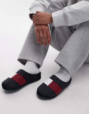 Tommy Hilfiger Nylon Flag Slippers In Navy