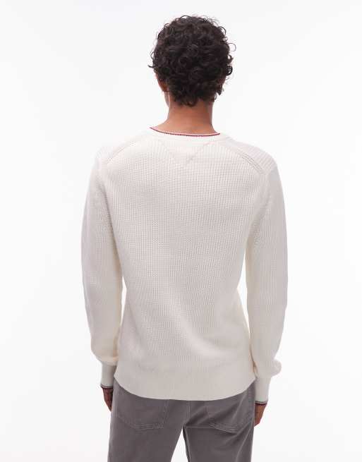 Tommy Hilfiger - Offwhite trøje med rund hals og kantbånd, 3 af 5
