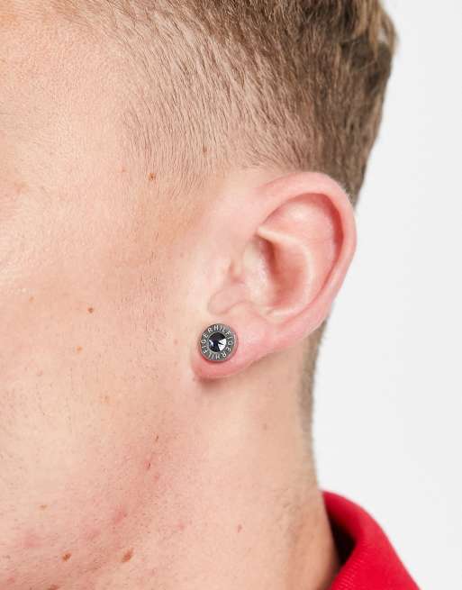 Tommy Hilfiger – Ohrstecker in blauem ASOS | Silberfarbton und Logo Stein mit