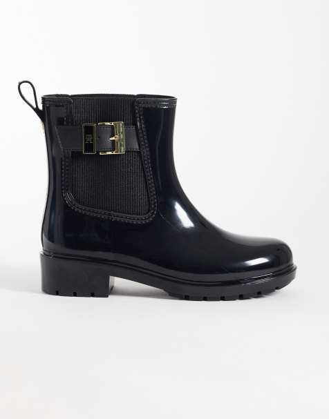 Tommy Hilfiger Oksana botines de agua de charol con hebillas en negro - view 1