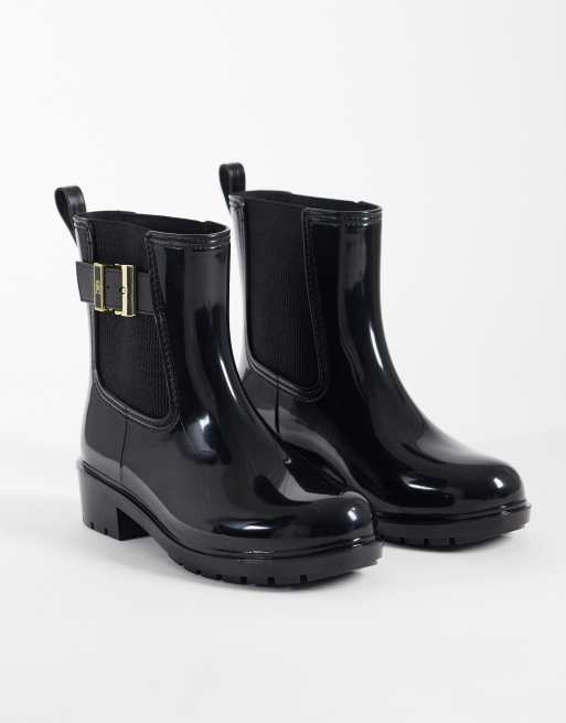 Tommy Hilfiger Oksana bottines de pluie vernies à boucles noires, 3 de 4