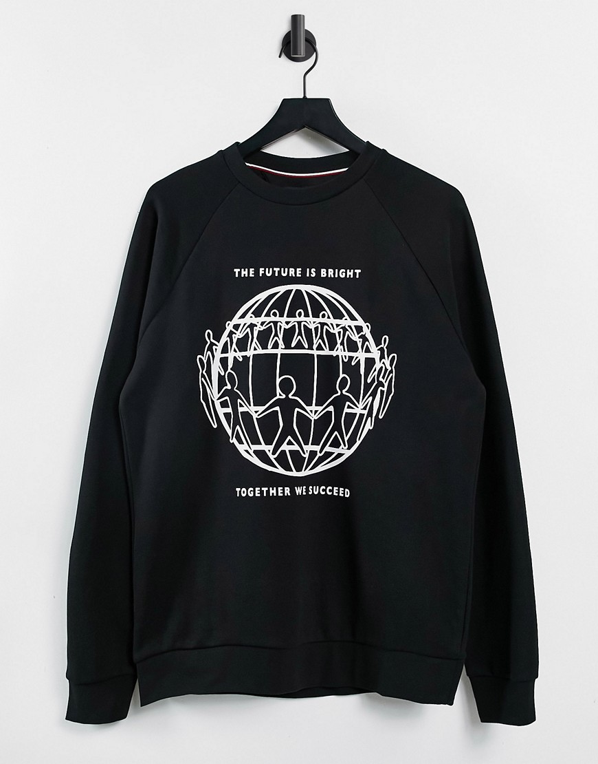 Tommy Hilfiger One Planet capsule unisex front print sweatshirt in black