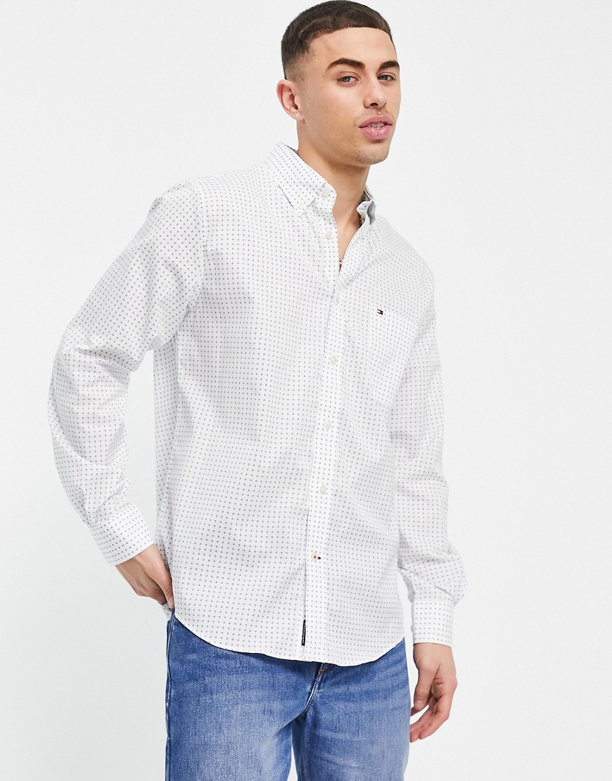 Tommy Hilfiger oneil print classic fit long sleeve shirt-White