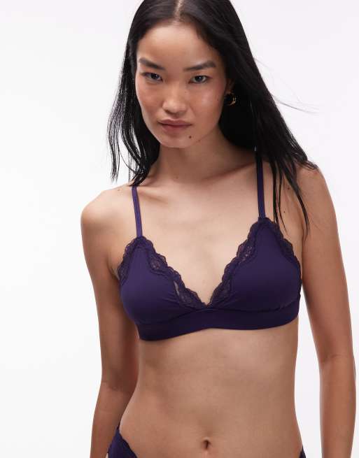 Tommy Hilfiger - Ongevoerde triangel bh van microvezel in paars, 3 van 4
