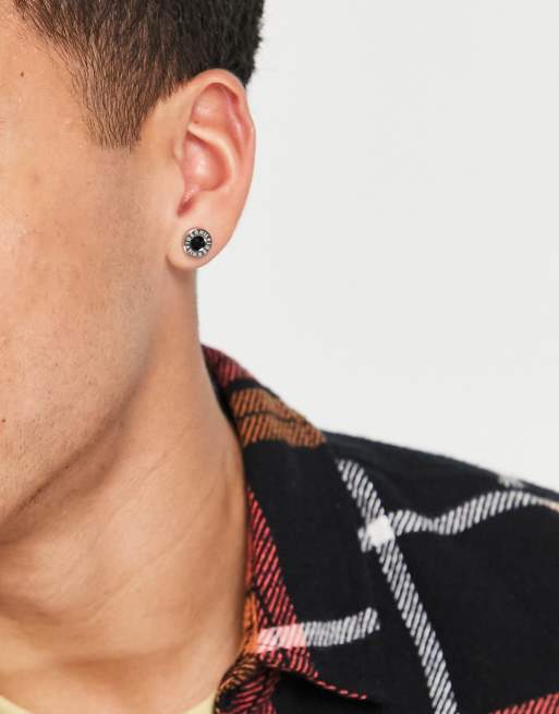 Tommy Hilfiger - Oorknopjes met zwarte steen in zilver