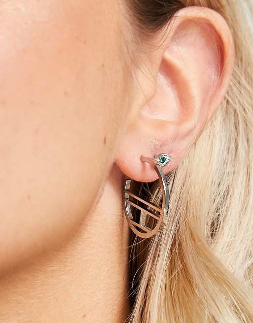 Tommy Hilfiger - Oorringen met vlaglogo in zilver  