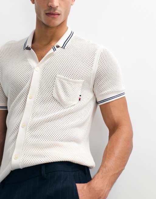 Tommy Hilfiger open knit shirt in ivory , 5 of 9