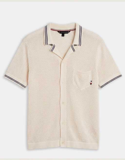 Tommy Hilfiger open knit shirt in ivory , 6 of 9