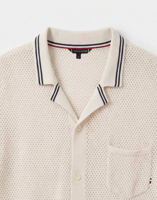 Tommy Hilfiger open knit shirt in ivory , 8 of 9