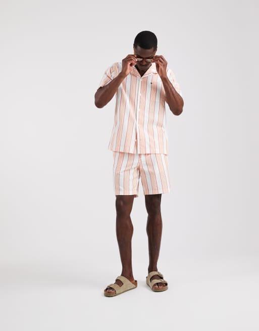 Tommy Hilfiger open structure shirt co-ord in orange stripe, 2 of 5