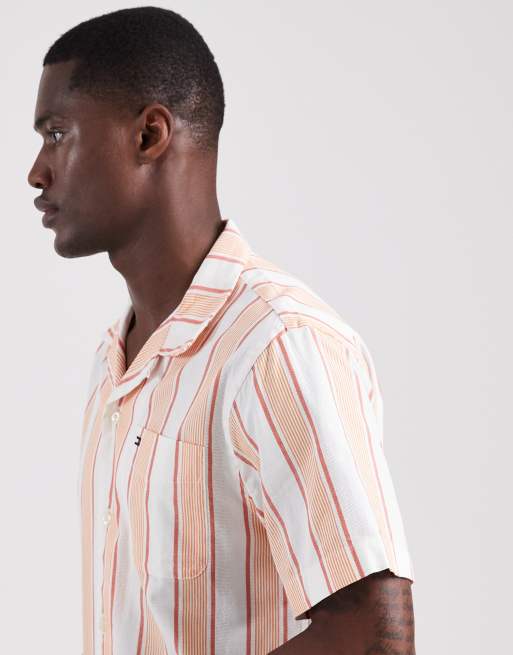 Tommy Hilfiger open structure shirt co-ord in orange stripe, 3 of 5