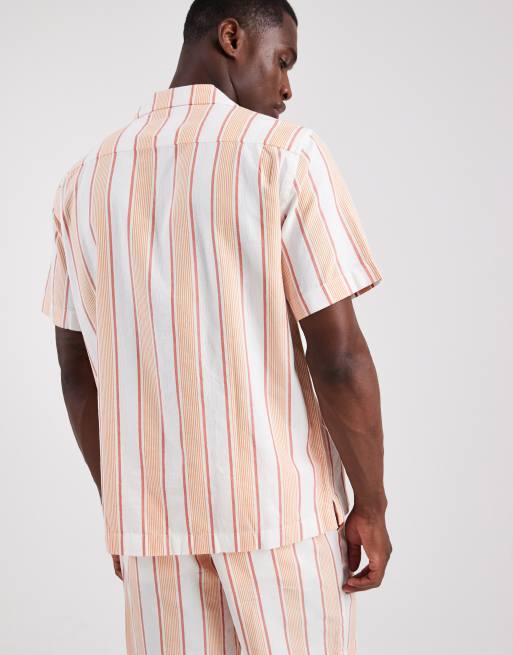 Tommy Hilfiger open structure shirt co-ord in orange stripe, 4 of 5