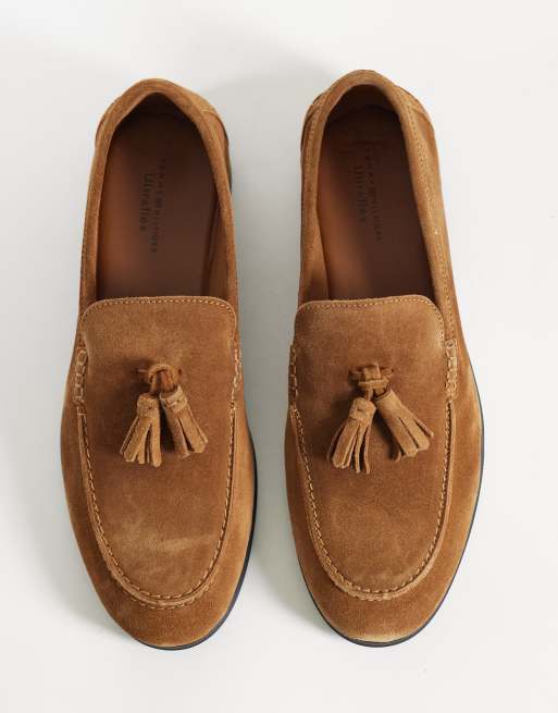 Tommy Hilfiger – Orangebruna loafers i flexibel mocka med tofsar, 2 av 4
