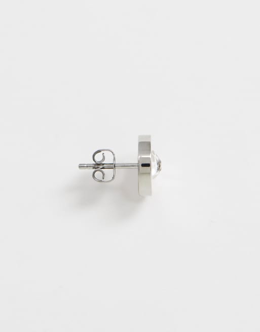 Tommy Hilfiger - Orecchini a bottone argento con logo, 2 di 4