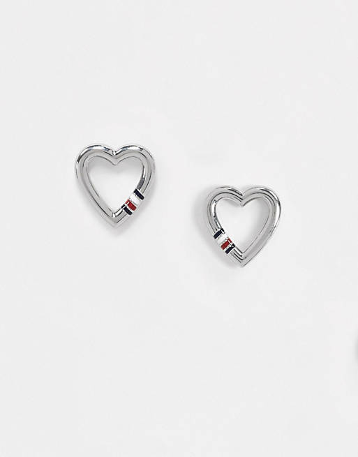 Kırmızı grup faseta  Tommy Hilfiger - Orecchini a bottone con cuore argento | ASOS