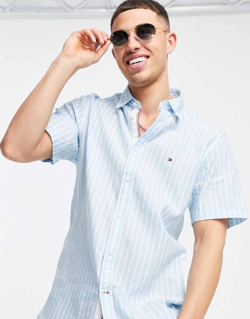 Tommy Hilfiger organic blend stripe short sleeve shirt-Blues