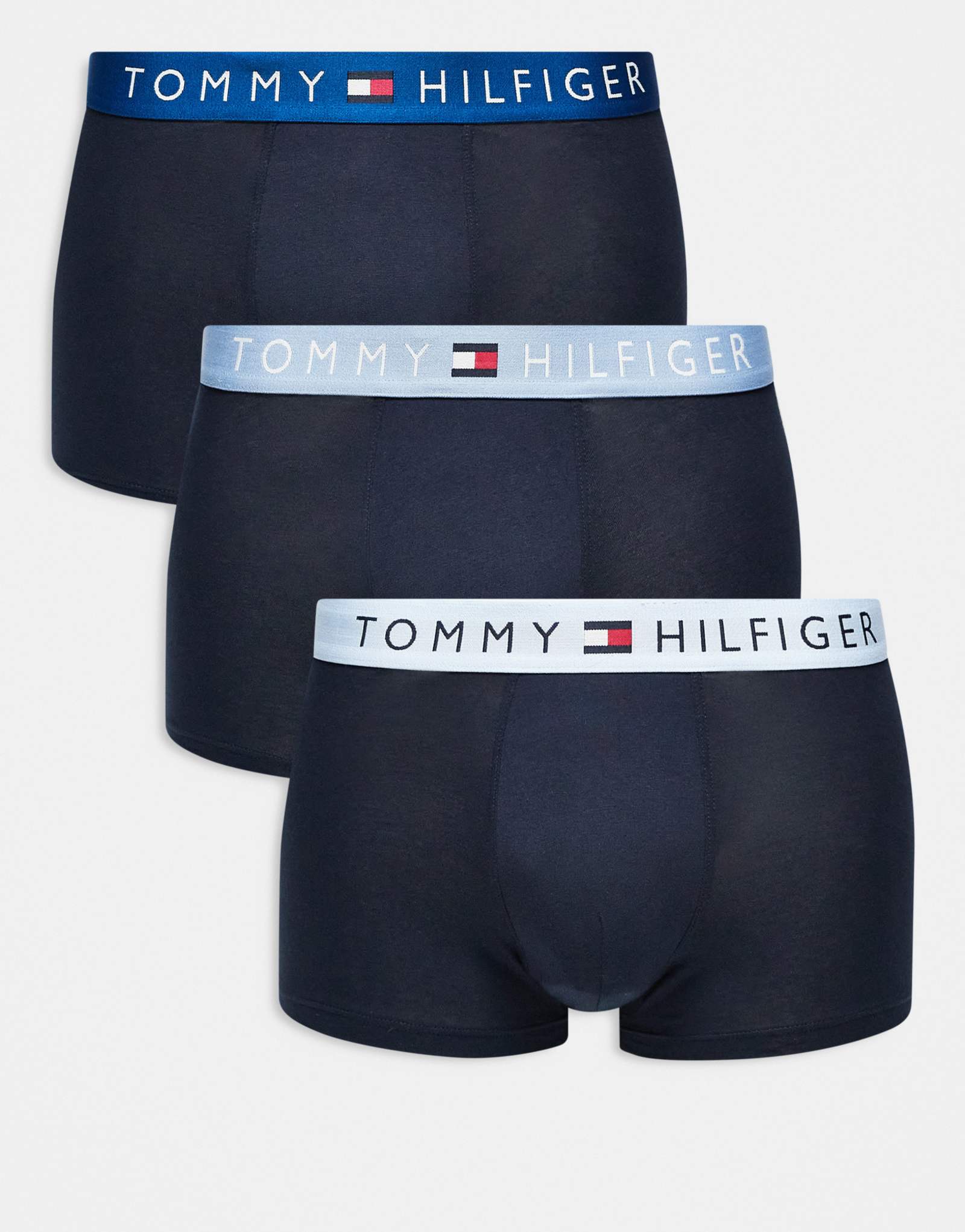 Оригинальные трусы Tommy Hilfiger из 3-х комплектов темно-синего цвета с синим поясом