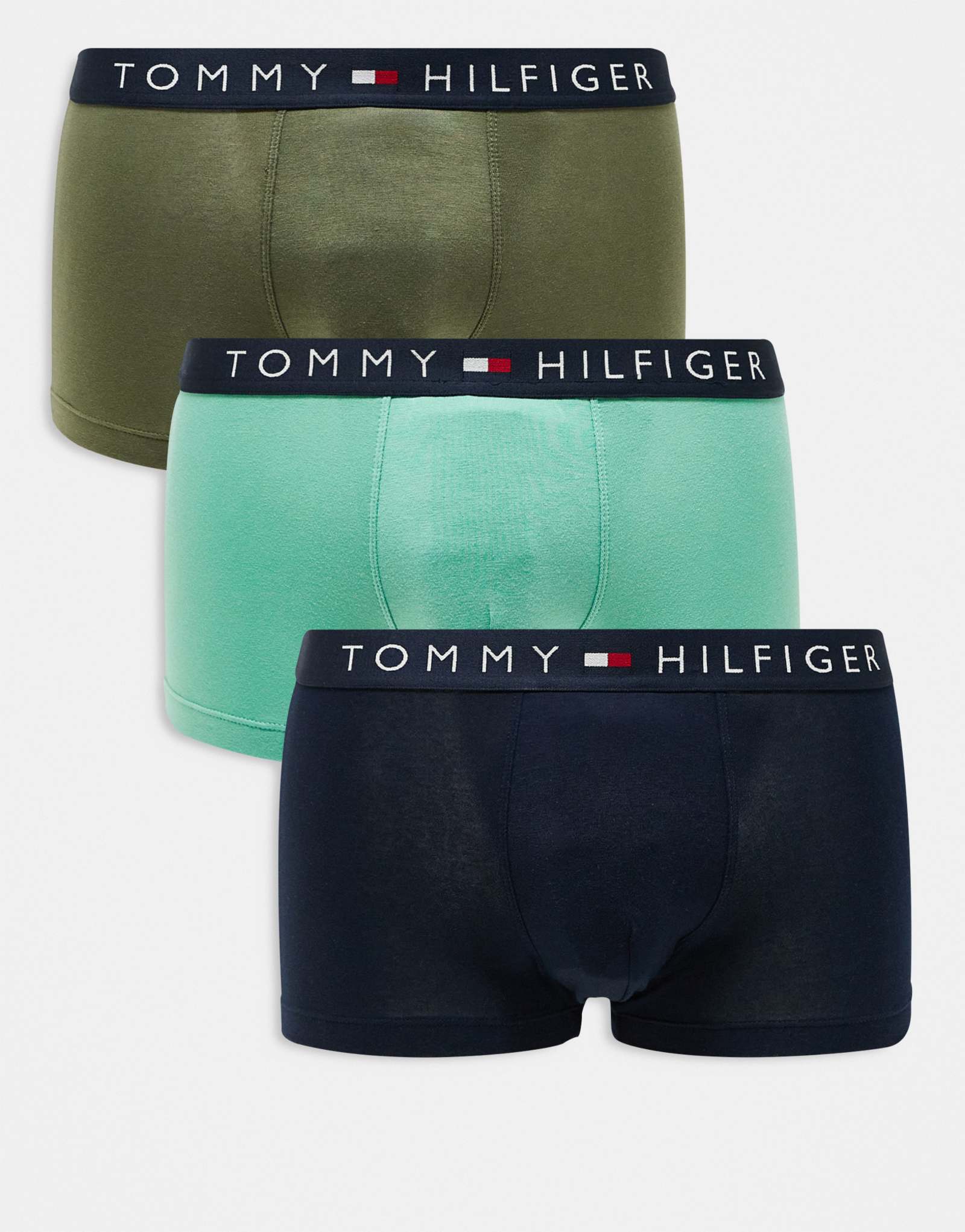 Оригинальные плавки Tommy Hilfiger из 3-х комплектов темно-синего/оливкового/зеленого цветов