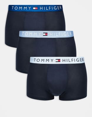 Tommy Hilfiger Tommy Hilfiger Original 3 pack trunks in navy with blue waistband