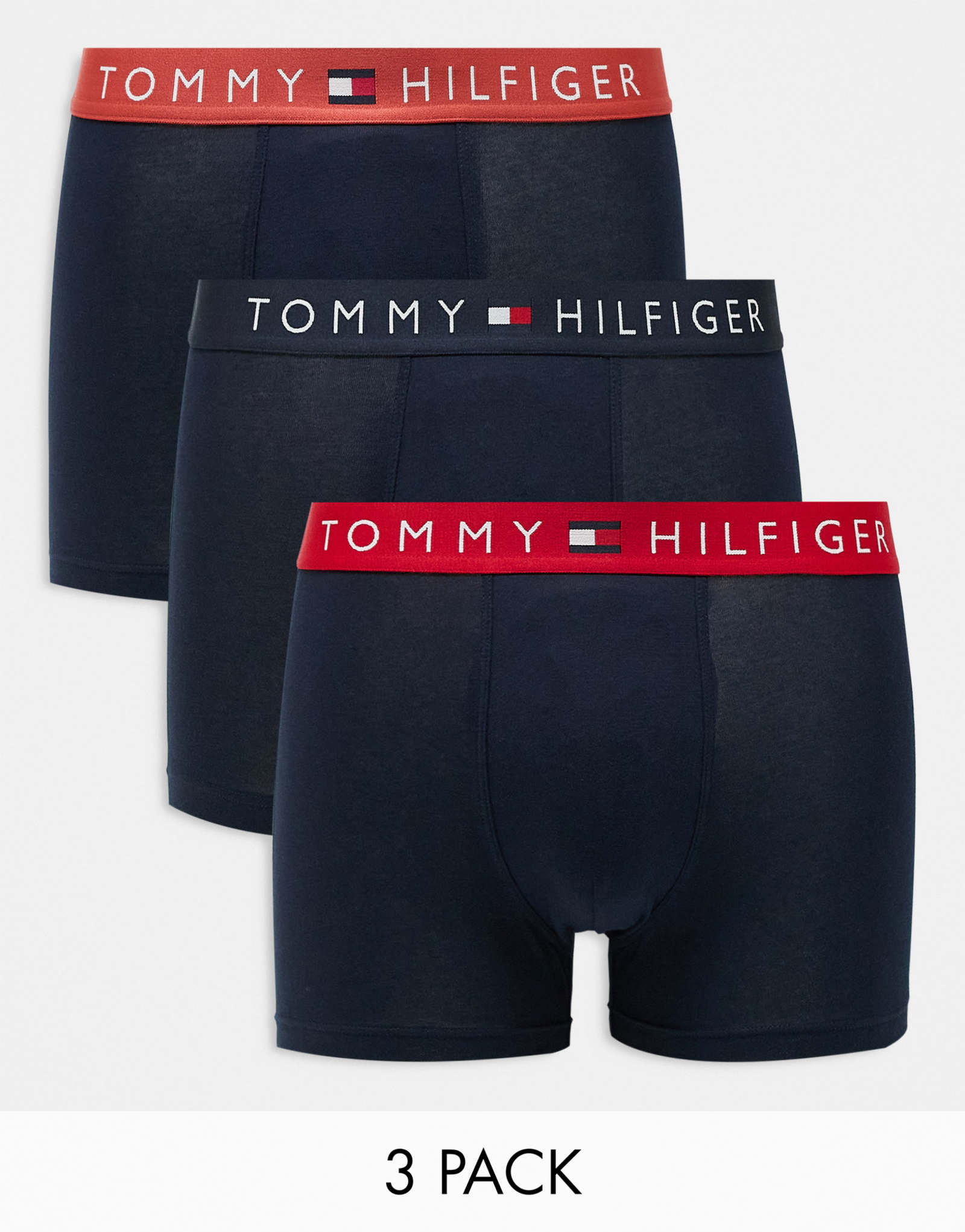 Оригинальные плавки Tommy Hilfiger из 3-х комплектов с цветным поясом темно-синего цвета