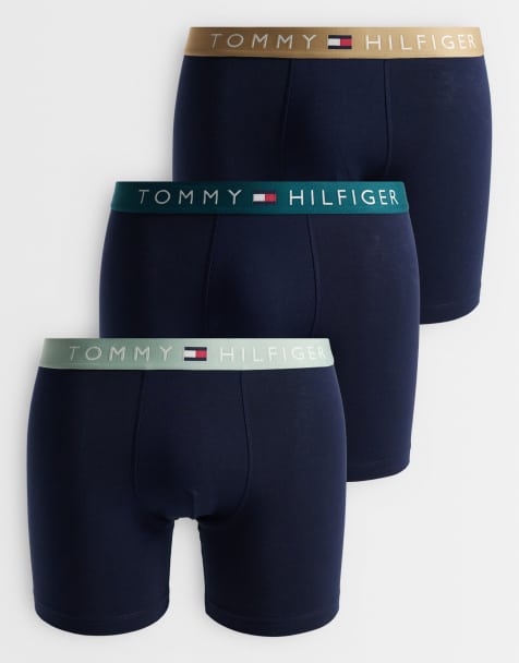 Tommy Hilfiger Original 3er-Pack Boxer-Briefs in Schwarz mit khaki-, braun- und grünen Bundabschlüssen - view 1